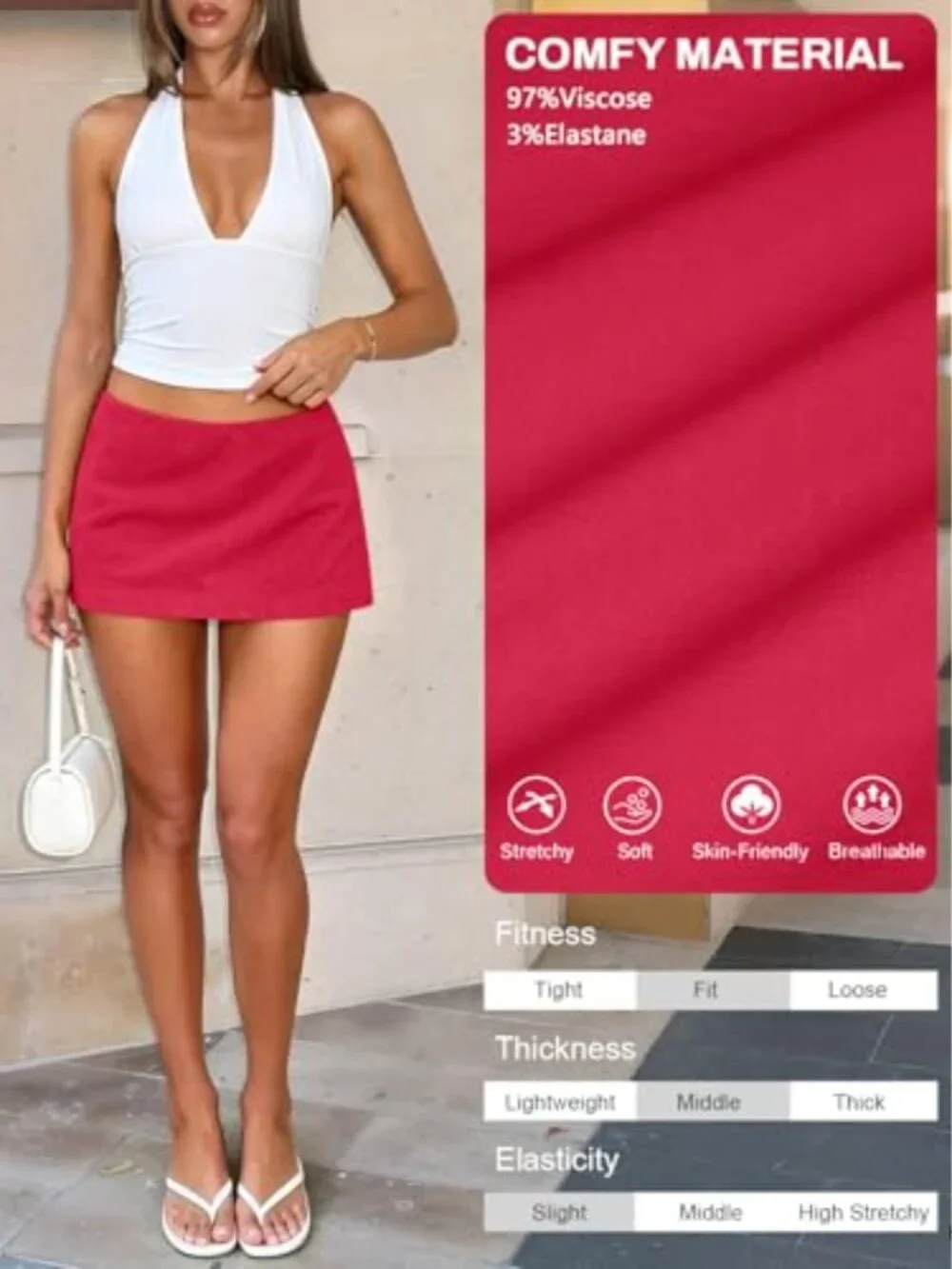 Low Rise A-Line Mini Skort for Women with Attached Shorts, Y2K Going Out Skirt